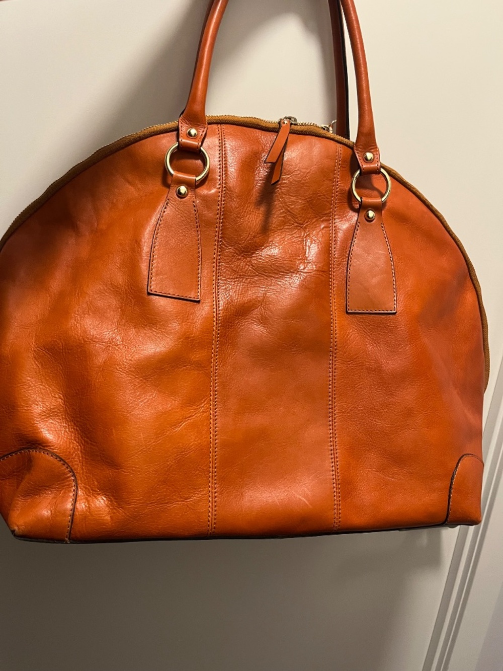Old Angler Italian Leather Duffle Bag – Cognac (Made in Italy)